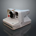 Vintage Polaroid Camera With Classic White Body And Red Button Design