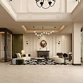 Elegant Modern Living and Dining Room Interior With Sofa Coffee Table And Chandelier