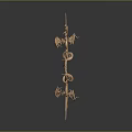 Ornamental Golden Bow and Arrow With Dragon Design Antler Elements 3d model