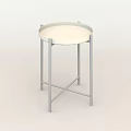 White Round Dining Table With Metal Frame And Simple Circular Surface Design 3d model