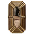 Home Interior Decorative Mirror With Scalloped Gold Frame And Reflected Outdoor View