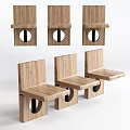 Modern Wooden Leisure Chairs With Circular Cutouts And Geometric Design Structure