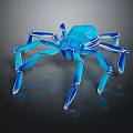 Blue Glass Spider With Transparent Legs And Reflection On Black Background 3d model