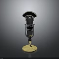 Classic Vintage Electronic Microphone With Golden Base And Metallic Finish