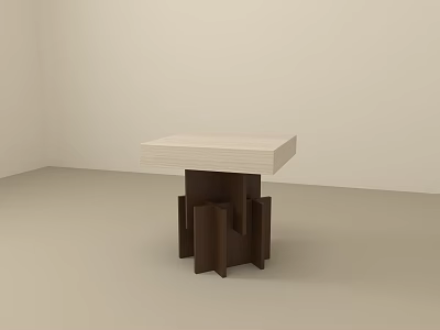 Modern Side Table With Light Colored Top And Geometric Wooden Legs 3d model