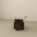 Modern Side Table With Light Colored Top And Geometric Wooden Legs 3d model