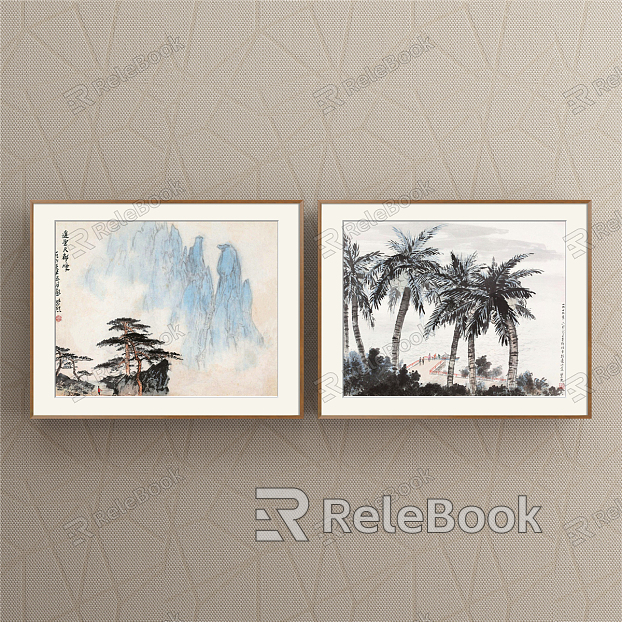 New Chinese Landscape Painting Blue Hallway Water Landscape Decoration Painting model