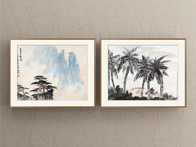 New Chinese Landscape Painting Blue Hallway Water Landscape Decoration Painting model