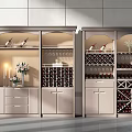 Modern Wine Cabinet with Glass Doors Wine Bottle Storage Decorative Vases and Candle Holders