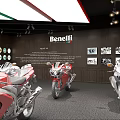 Benelli 4S Store Interior With Brick Wall And Welcome Sign 3d model