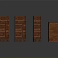 Set of Brown Wooden Bookshelves With Three Tall And One Short Storage Units