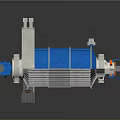 Blue And Gray Industrial Mechanical Device With Layered Interior And Cylindrical Body