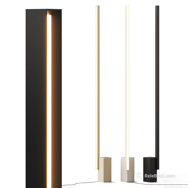 Modern Sleek Floor Lamp Design With Black Gold Stand And LED Lighting 3d model 