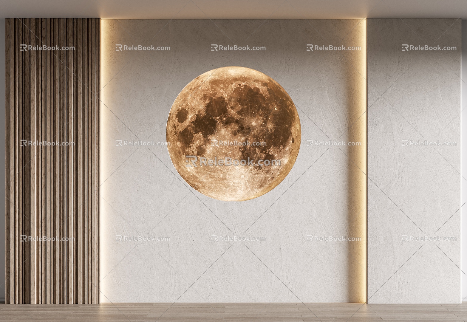 Modeling background wall moon wall lamp 3d model