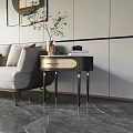 Modern Luxury Bedside Table Design With Gold Accents Black Metal Legs And Decorative Items