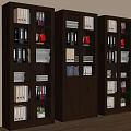 Modern Wooden File Cabinets With Glass Doors Holding Organized Office Files And Books