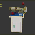 Industrial Grinding Machine With Motor Grinding Wheel Blue Tabletop And Cabinet Base Lamp