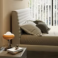 Modern Bedroom Gray Nightstand With Lamp Drawers And Wooden Panel Wall