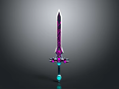 Fantasy Decorative Sword With Purple Blade Blue Gemstone And Ornate Hilt 3d model