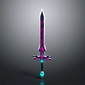 Fantasy Decorative Sword With Purple Blade Blue Gemstone And Ornate Hilt