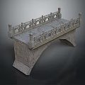 Classic Stone Bridge Structure With Decorative Railings And Solid Stone Deck