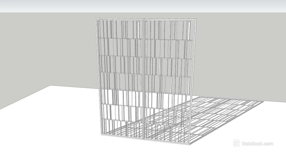 Modern Room Divider With Metal Grid Frame And Contemporary Design Elements 3d model 