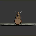 Traditional Arrow Weapon with Brown Shaft Metal Arrowhead and Feather Fletching on Black Background