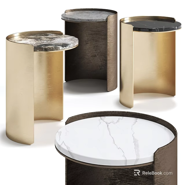 Modern Elegant Coffee Table With Marble Top And Metal Frame Design 3d model