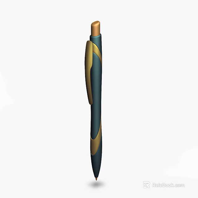 Blue And Gold Modern Streamlined Pen With Comfortable Grip For Writing 3d model 