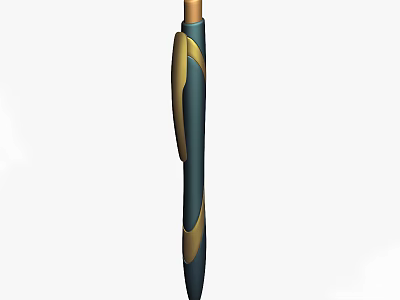 Blue And Gold Modern Streamlined Pen With Comfortable Grip For Writing 3d model