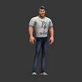 3D Male Character Wearing Grey TIE-DYE T-Shirt And Blue Jeans 3D Model Design