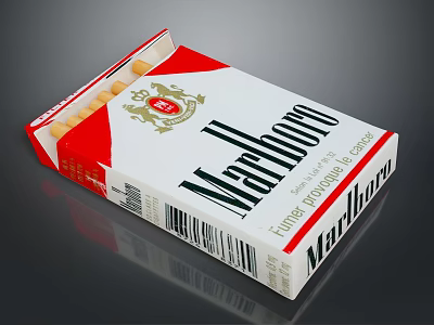 Open Marlboro Cigarette Pack With Cigarettes Inside And Brand Logo 3d model