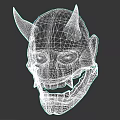 Intricate Black Skull Mask Sculpture with Horns and Detailed Carvings