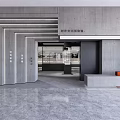Modern Cultural Center Interior Design With Gray Walls Geometric Structure And Open Space