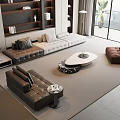 Modern Living Room Sofa And Coffee Table Set With Leather Seats Scenic View And Rug