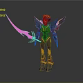 Winged Sci Fi Warrior Character With Pink Blade And Gold Purple Armor