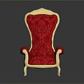 Luxurious Red Velvet Chair With Gold Accents And Elegant Design Details