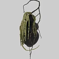Stylish Ornamental Decor Combination With Black Stone Bases Green Plants And Natural Branches