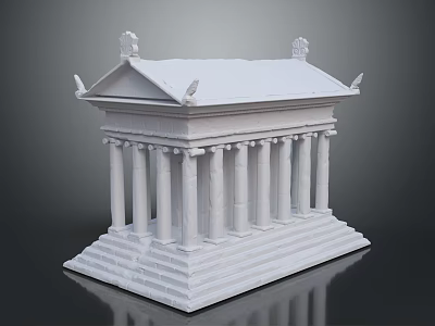 Classical Greek Temple Architecture With Columned Portico Pediment And Stone Steps 3d model
