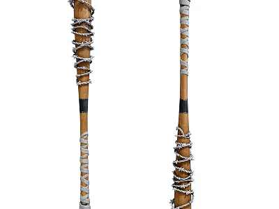 Pair Of Wooden Hockey Sticks Sports Equipment With Wrapped Tape And Black Bands 3d model