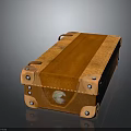 Classic Orange Leather Storage Case With Metal Rivets And Retro Design