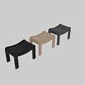 Stylish Modern Stools With Curved Seat Design In Black Leather And Light Wood