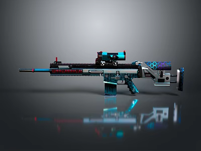 Futuristic Sniper Rifle Design With Scope Blue Accents And Tech Details 3d model