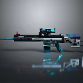 Futuristic Sniper Rifle Design With Scope Blue Accents And Tech Details