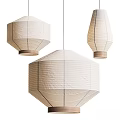 Three Modern Paper Pendant Lights With Geometric Shapes Cream And Striped Design For Interior Decoration