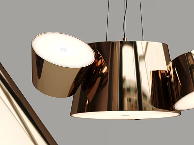 Modern Brass Chandelier with Circular Reflective Shades for Contemporary Interior Lighting 3d model