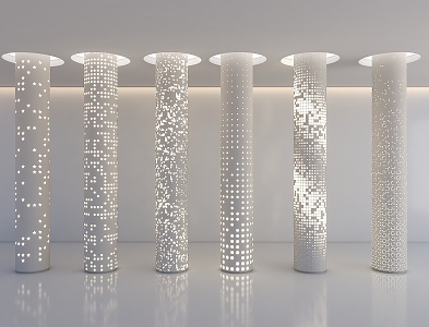 Hollow Cylinder Transparent Column Luminous Concrete Column Science and Technology Sense Decorative Column Gradient Perforated Column 3d model