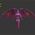 Fantasy Woman With Red Demon Wings Horns Long White Hair And Blue Combat Outfit