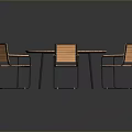 Modern Round Wooden Dining Table Set With Six Chairs And Metal Legs