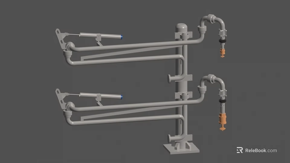 Industrial Pipe Arm Equipment With Metal Bracket And Multiple Adjustable Arms 3d model 